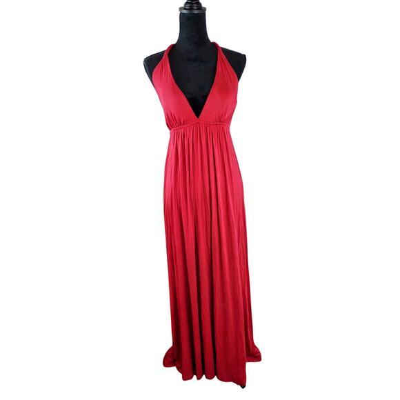 L SIGNATURE Women's Maxi Dress Red Large Rayon Spandex Formal Colorful - Picture 1 of 5